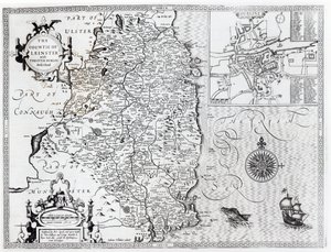 The County of Leinster with the City of Dublin Described, engraved by Jodocus Hondius, from 